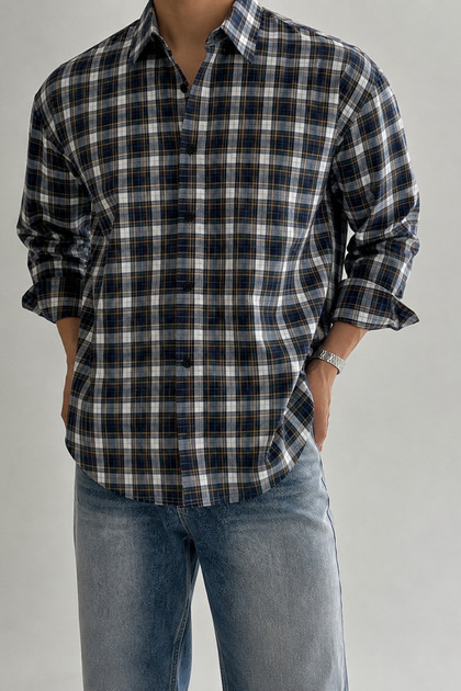 Men's Plaid Patterned Oxford Regular Fit Long Sleeve Shirt