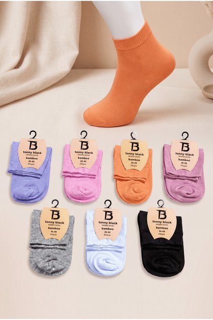 Women's Multi-Colored Non-Marking Colored 7-Piece Bamboo Socks