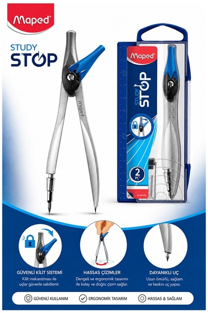 Metal Pergel Stop Uçlu 1 Adet Maped Study Stop 195110 Pergel Çizim Matematik Geometri Mimari Proje