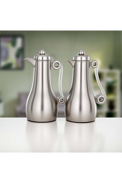 2 Pieces Vacuum Flask Set, Matt Nickel & Frost Acrylic