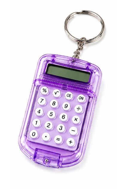Working Mini Calculator Keychain Purple