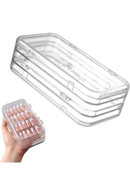 Three-Fold Clear PET Plastic Nail Care Storage & Display Case,Portable Large Capacity Organizer for Fake Press On Nails,Nail Tips,Travel Holder