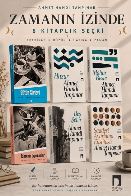 Tracing the Course of Time - Ahmet Hamdi Tanpınar 6 Book Set – Huzur, Saatleri Ayarlama Enstitüsü, Beş Şehir, Mahur Beste, Sahnenin Dışındakiler, Bütün Şiirleri