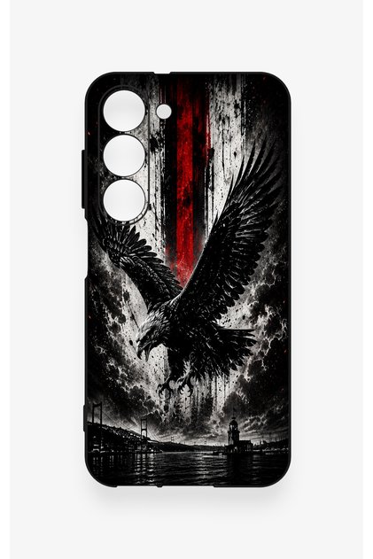 Samsung S23 Compatible Black Eagle Patterned Silicone Case
