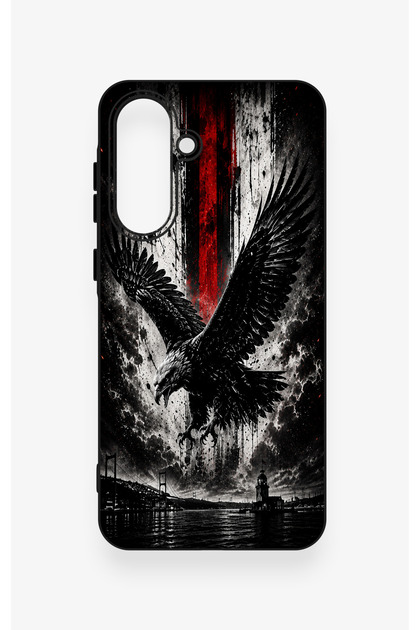 Samsung A56 Compatible Black Eagle Patterned Silicone Case