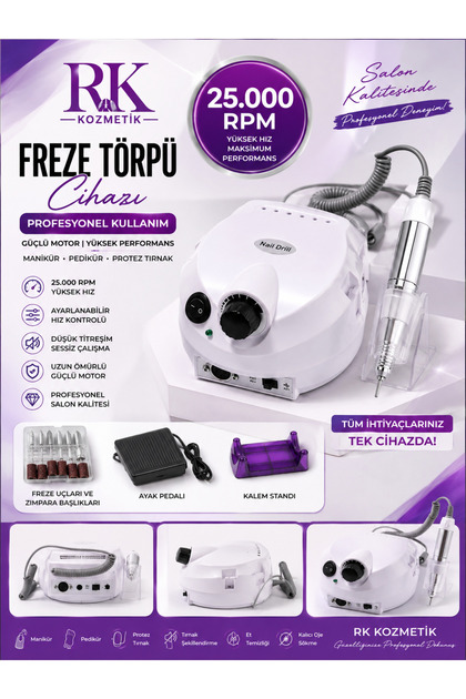 Freze Törpü Makinası 25.000 Rpm Profesyonel Nail Elektrikli