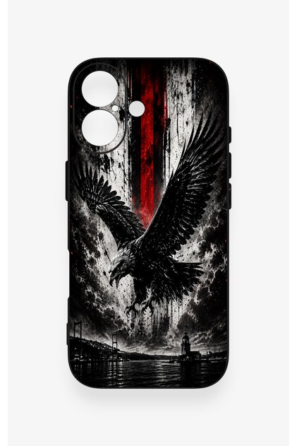 iPhone 17 Compatible Black Eagle Patterned Silicone Case