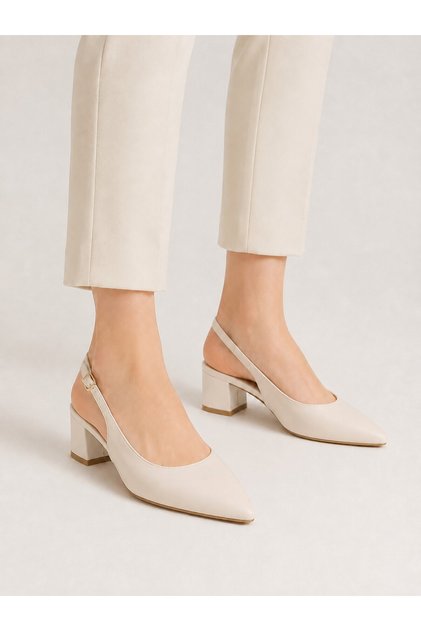 Kadın Slingback Tokalı Kısa Topuklu Ayakkabı – Günlük, Ofis ve Davet Modeli