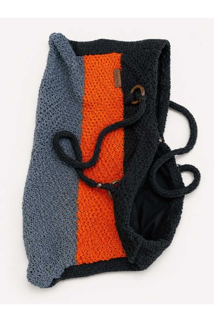 Machine Knitted Bag – Multi-Colored Knitted Fabric Shoulder Bag – Knitted Beach Bag