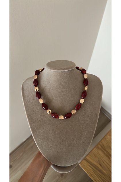 Bordo Gold Detay Kolye