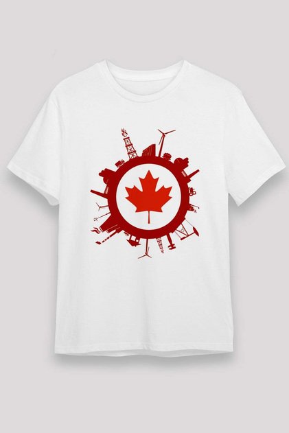 Canadian Sycamore Leaf Industrial Image Printed T-Shirt