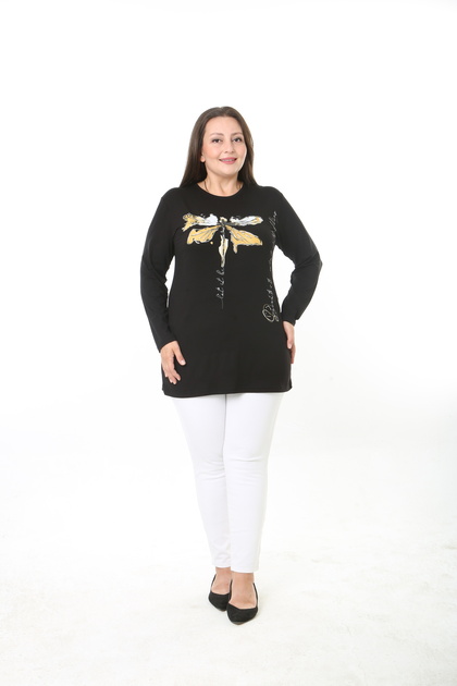 Printed Stone-Embellished Lycra Viscose Plus Size Tunic