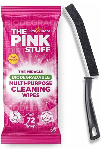 All-In-One Cleaning Kit: Biodegradable Wet Wipes (72 Wipes) with Crevice and Corner Cleaning Brush