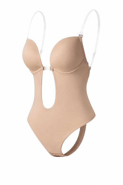 Supportive Bodysuit with Open Back Design and Sheer Straps – Discreet Elegance Underneath Your Outfit