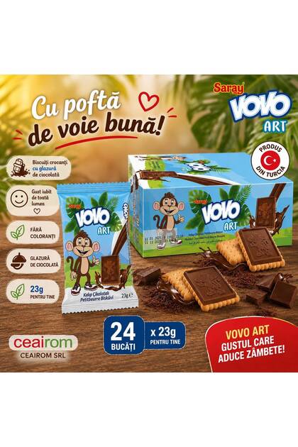 VOVO BISCUITI PETIT GLAZURA CIOCOLATA 23GR 24BUC