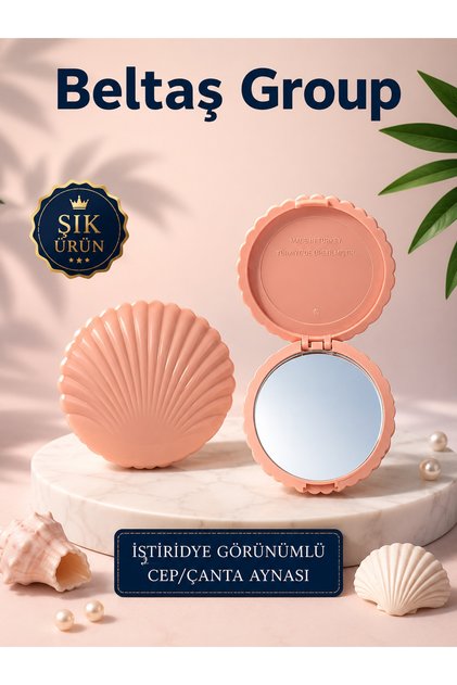 İstiridye Görünümlü Cep Çanta Aynası Çanta İçi Küçük Ayna