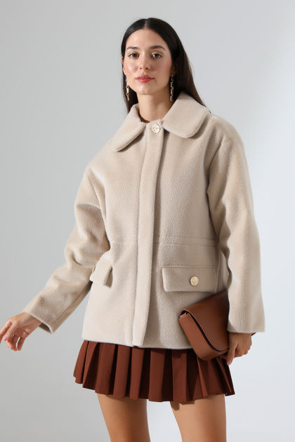 Women's Very Stylish Soft Textured Baby Collar Jacket