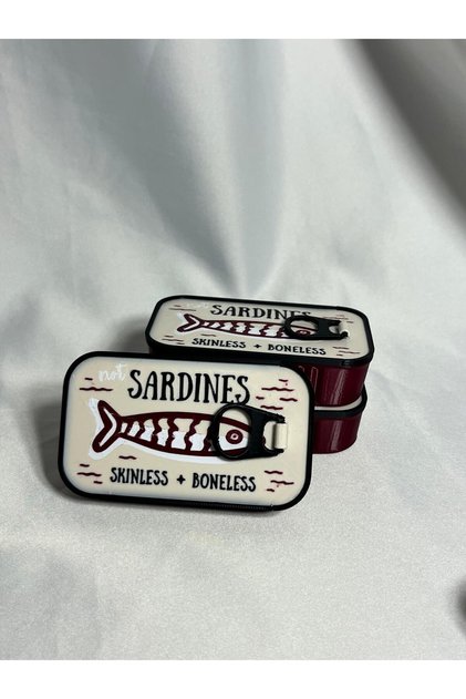 3'lü Sardalya Konservesi Sardines Takı Kutusu - Bordo, Bej, Siyah, Beyaz
