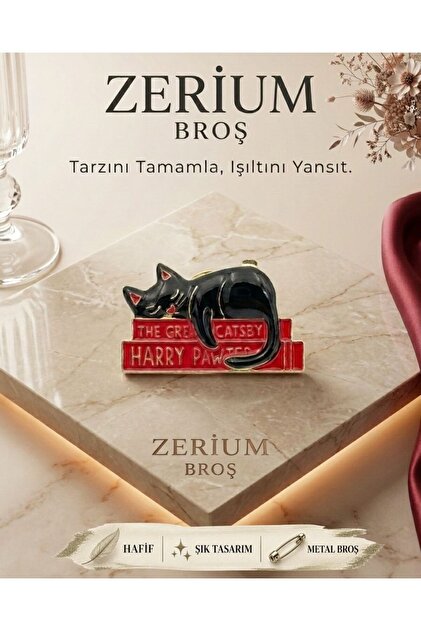 Trend İğneli Metal Kadın Broş Kitaptaki Kedi Şal Çanta Yaka Aksesuarı