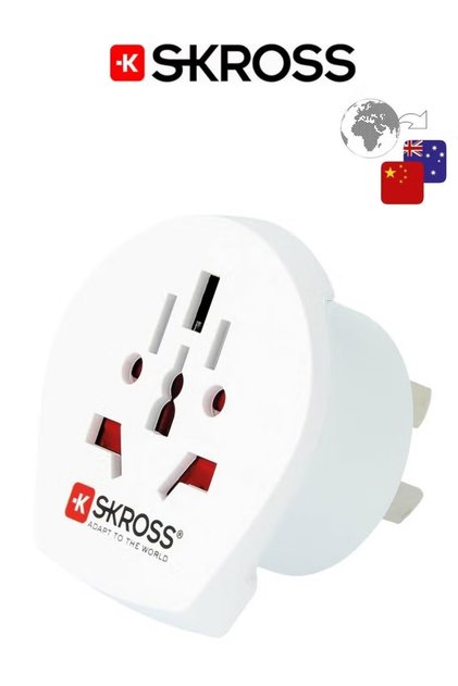 Universal to AUS/CHINA travel adapter. Multi outlet power adapter. Certified wall plug. Compact and easy to use travel plug. 250V AUS/CHINA three prong plug. White plug adapter.