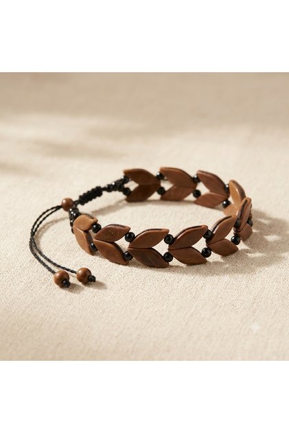 Genuine Kuka Tree Special Leaf Cut Handmade Adjustable Macrame Men's / Women's Bracelet