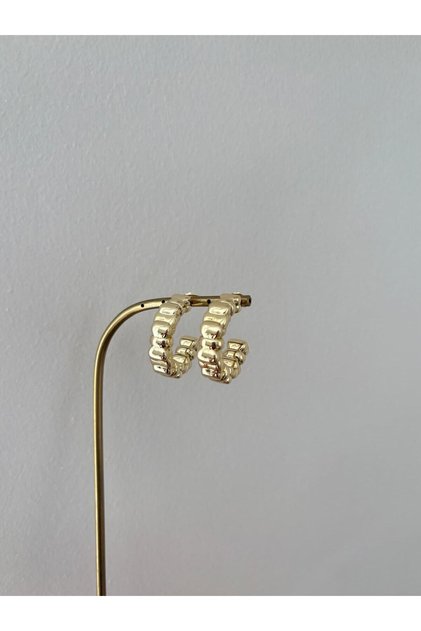 Special Series Bar Strip Medium Size Xp Gold Hoop Earrings