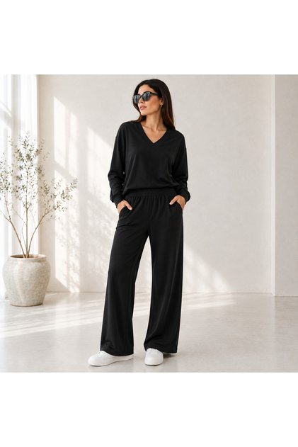 Women's V-Neck Long Sleeve Modal Comfortable Pants Set
