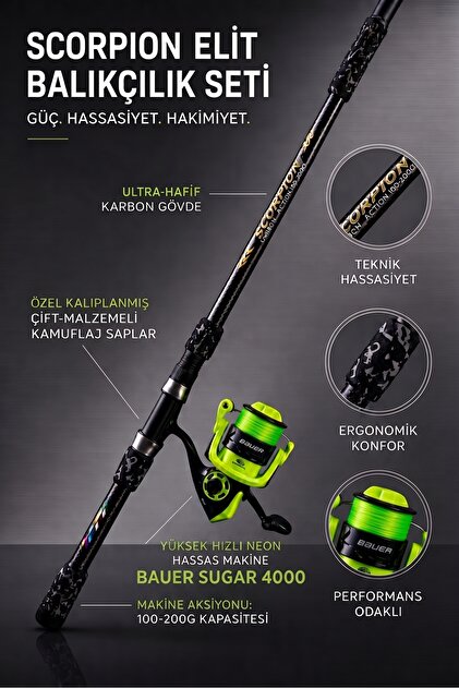 OLTAMİX Ares Surf 420 cm Olta Kamışı ve Bauer Testa 6000 Makine
