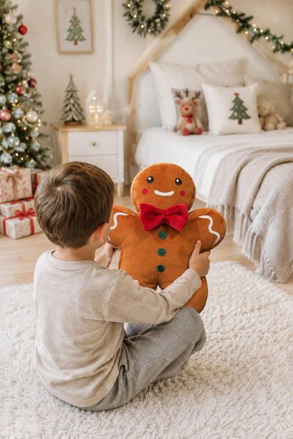 Kurabiye Adam Peluş Oyuncak, Hediyelik Uyku Arkadaşı Yastık Tay Tüyü Kumaş Adam 32 cm