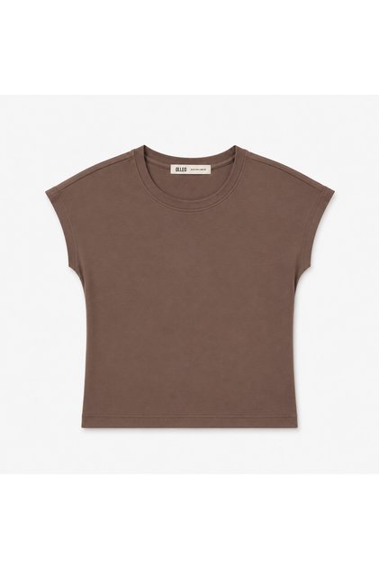 Women's Brown Sleeveless Stretchy Ribbed Tshirt