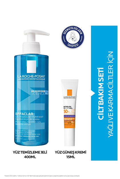 Sun Protection Skin Care Set: Effaclar Facial Cleansing Gel 400 ml & Anthelios Facial Sunscreen 15ml