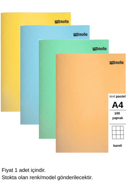 Text Pastel Notebook A4 100 Sheets Checkered 1 Piece