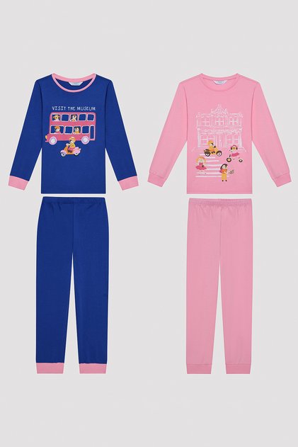 Girl's Visit Museum Cotton Multi-Colored 2-Piece Pajama Set
