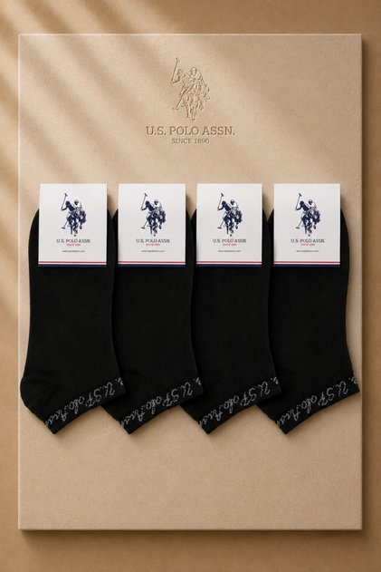 4 Pairs of Black Bootie Socks