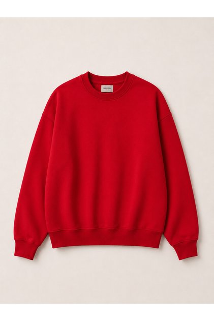 Unisex (Women-Men) Basic 0 Crew Neck Unprinted Plain Oversize Wide Loose Anti-Pilling Combed Cotton 3 Yarn 100% Cotton Sweatshirt
