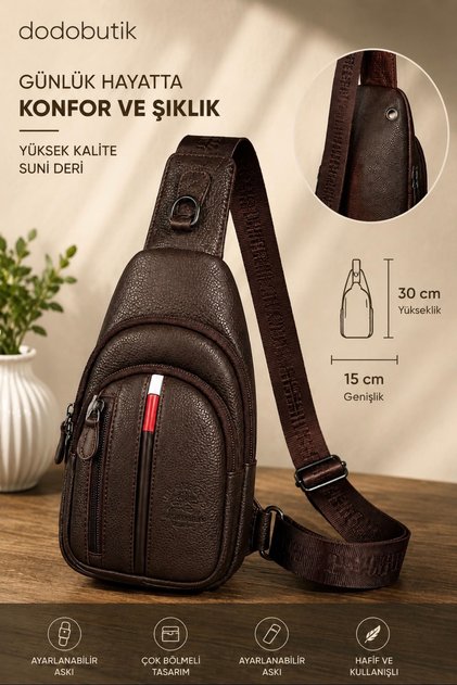 Men's Brown Cross Chest and Shoulder Bag Body Bag