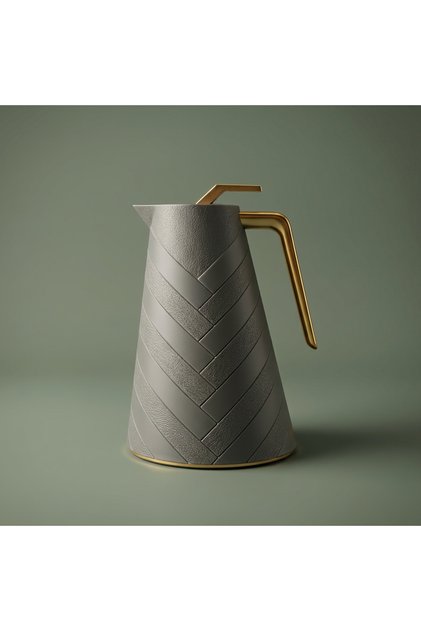 Glory thermos, 1 liter, golden handle, thermal glass inner container, plastic outer shell - dark gray