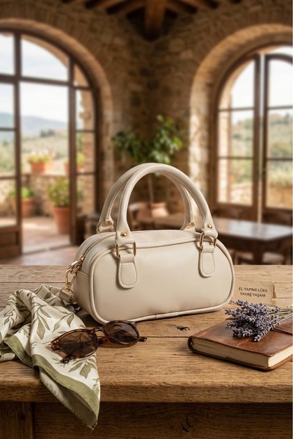 Women's Mink Wrinkled Textured Faux Leather Hand and Shoulder Bag