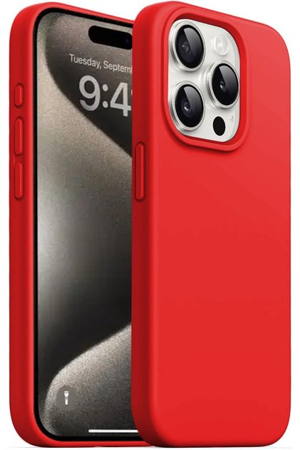 iPhone 15 Pro Kılıf İçi Kadife Kamera Yükseltili Lansman Silikon Kapak Kırmızı