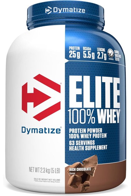 Elite 100% Whey, Chocolate, 5 LB, Supports muscle growth and recovery, 25g whey protein per serving