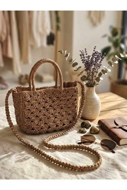 Hasır çanta kağıt ip acı kahve rengi örme Pinterest çıtçıtlı astarlı çanta