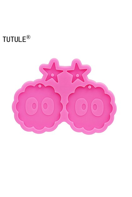 Pink Glossy Cartoon Keychain Silicone Mold-Epoxy Resin Polymer Clay Jewelry Flexible Silicone M...