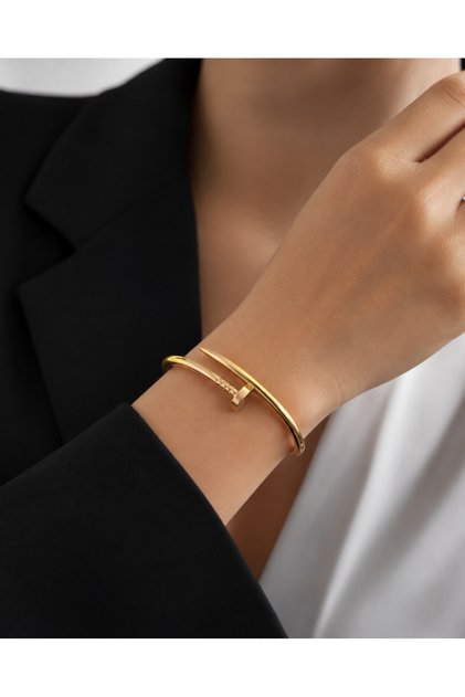 Çivi Model Gold Kelepçe Bileklik