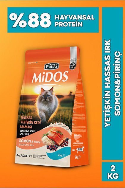 Midos Somon ve Pirinçli Yetişkin Kedi Maması Sensitive 2kg