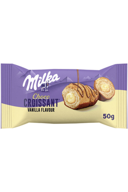 Croissant cu vanilie, 50g, glazura de ciocolata