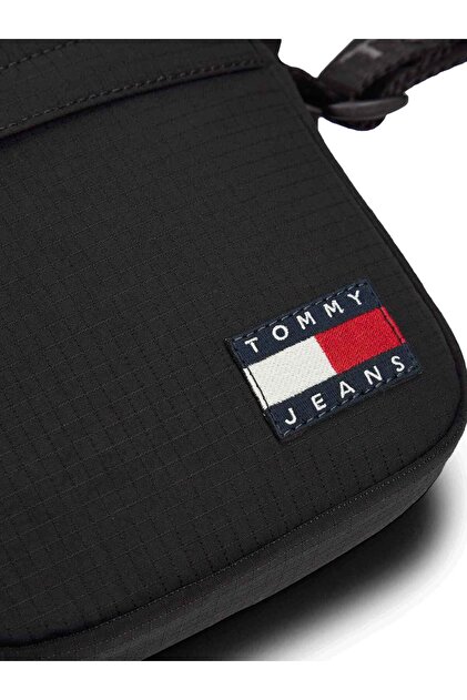 Men's Black Shoulder Bag with Brand Logo, Suitable for Daily Use
