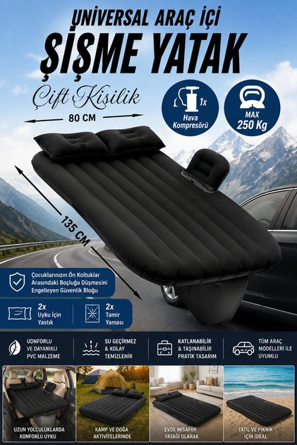 In-Car Inflatable Mattress Double Travel Camping Mattress Universal Long-Road Pillow Pump Set For Sleeping