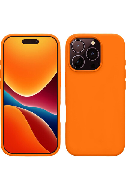 iPhone 16 Pro Launch Case with Velvet Camera Raised Silicone Cover Orange