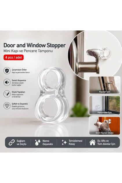Door Window Stopper Silicone – 4-Pack Wall Protector Bumper, Anti-Collision Behind Door, Shock Absorbing Stopper
