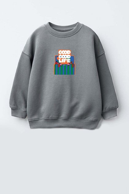 Unisex Kids' 3-Yarn Fabric Cotton Printed Sweatshirt